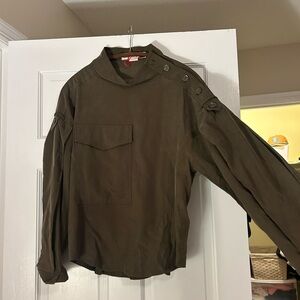 ZARA SRPLS Military Army Style Green Shirt Blouse Top